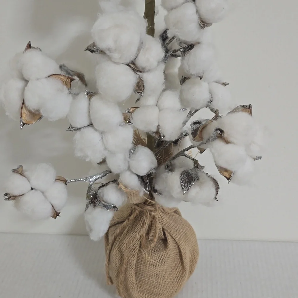 Rustic Cotton Tree with Burlap Base